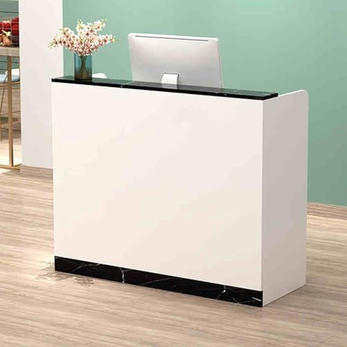 asdchZen Rezeptionstresen, Verhandlungstisch, Empfangstresen Mit Abschließbaren Schubladen, Empfangstisch Mit Privaten Paneelen Und Schließfächern, Büro, Schönheit, Schwarzer Marmor 2, 80 cm