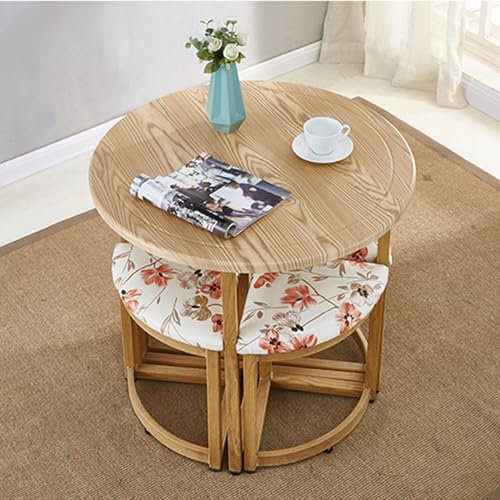 asdchZen Modernes Rundes Konferenztisch-Set Für 4 Personen, Büro-Verhandlungstisch Mit Bequemen Stühlen, Weiße Freizeitmöbel Für Lounge-Wohnzimmer, Eine Farbe, Weiß 2