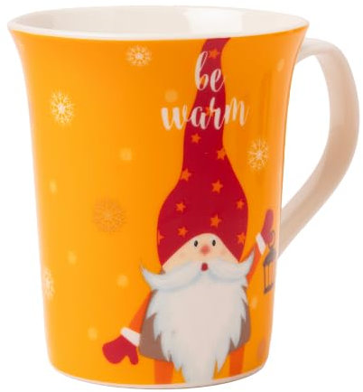 Christmas Gonk Mug 350ml Bright Holiday Ceramic Coffee Cup with Santa Gnome & Festive Quote, Colourful Gift Mug for Winter Hot Drinks (H 11cm x W 5.5cm) Assorted Designs (Happiness)
