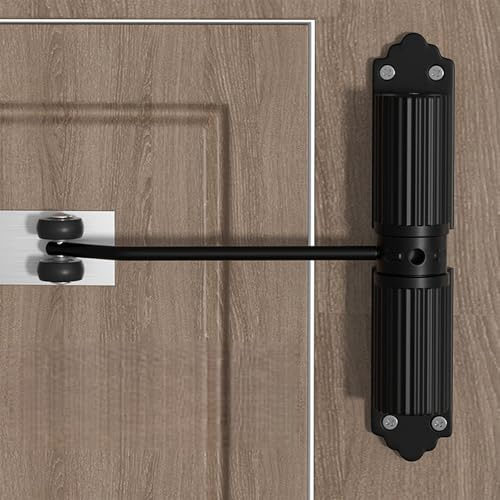 Automatischer Türschließer, Türschliesser Schwarz für Innen- und Außenbereich, Einstellbare Schließkraft 60Kg Tür schließt automatisch, Türschließer Gartentor für Zimmertür, Büro Gartentor Metall