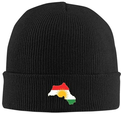 LODMLOER Slouch Beanie Mütze Karte Von Kurdistan Leichte Atmungsaktiv Wintermütze for Herren Damen Strickmütze Weich & Dehnbar Pflegeleicht, Einheitsgröße