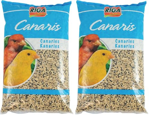 RIGA - Mélange pour Canaris - Nourriture pour Oiseaux - Graines Et en Céréales - Riche en Vitamines Et Minéraux - Sain Et Equilibré - 2KG (Lot de 2)