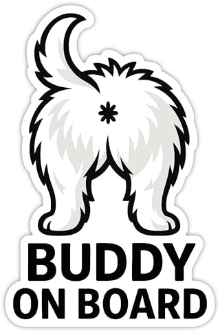 Dog on Board Auto Aufkleber – Hund im Auto Vinyl Sticker 15x10 cm, wetterfest & UV-beständig, selbstklebend, laminiert für extra Schutz, kratzfest & farbintensiv, eigenes Design (Weiß)