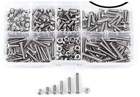 WINGONEER 230Pcs M2 304 Acero inoxidable Allen Hex Drive Botón Cabeza Tapa Pernos Tornillos Kit de surtido de tuercas (M2)