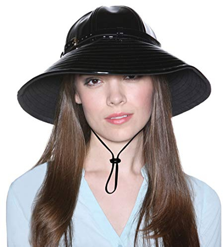VINRELLA Rain & Sun Bucket Hat for Women, Waterproof & UV Protection, Black