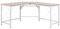 HOMCOM Bureau d'angle Bureau Informatique Design Moderne métal MDF Imitation Bois chêne et Blanc