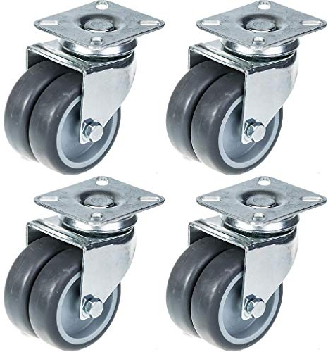 Doppelrollen, 75 mm, Gummi, Grau, 400 kg Tragkraft, 4 Stück