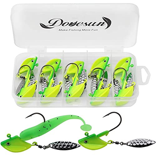 Dovesun Jig Spinner Set Underspin Angelzubehör Set Spinnerbait mit Weidenklinge Blinker Angeln Grün 14g(1/2oz) 10Stück