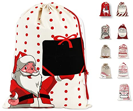 LessMo Großer Santa Weihnachtssack, Weihnachten Tasche Weihnachtsmannsack mit Kordelzug, [Ort zum Schreiben von Wünschen] Santa Sack Xmas Geschenk Packtaschen für Weihnachtsfeier Dekoration
