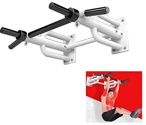 Pull-Up Bars GYHOME Wall-mounted Horizontal Bar, Multifunctional Muscle Exercise Fitness Bar, With Hoist Ring, Hanging Resistance Belt Sandbag, Safe Load-bearing 250KG (Color : White)