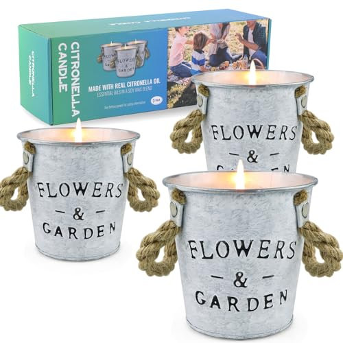 Citronella Kerzen 3 Stück, Draussen DuftKerzen 430g Natürlicher Sojawachs Eimer Aromatherapie Kerzen für Drinnen Oder Draußen, Garten, Patio, Camping Picknick