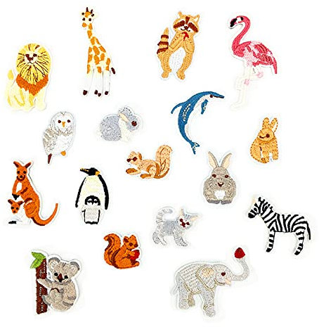 20 Stück Bügelflicken Kinder Tiere Cartoon Kleidung Patches Zum Aufbügeln für Erwachsene und Kinder - Waldtiere Denim für DIY Hut Tasche Jeans T-Shirt
