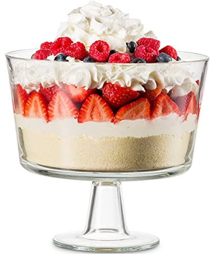 Godinger Trifle Bowl, Italian Made Crystal Glass Footed Trifle Bowls, Fruit Bowl, Dessert Display Cake Stand