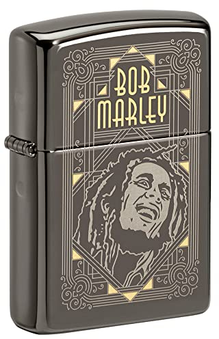 Zippo Sturmfeuerzeug - Bob Marley Design in Laser Two-Tone mit Black Ice Finish - Nachfüllbar - Wiederverwendbar - Windfestes Design - Geschenkbox - Made in USA