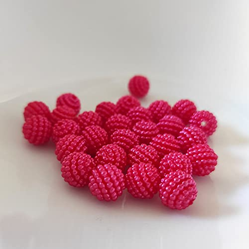 Bubble-Perlen/Disco Kugeln, glitzer, 10 mm, 30 Stück, mit Loch zum Schmuck basteln Strassstein Perle Strass auffädeln für Kinder Kristall Armband Acryl Set Bastelset Engel bunt - Rot