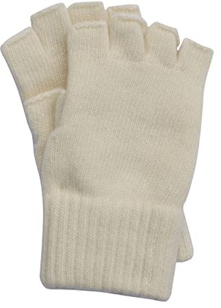 FosterNatur, Damen Fingerlose Wollhandschuhe, 100% Wolle (Natur, Gr. 8)