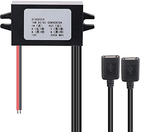 DC-Konverter-Modul Spannung 12V bis 5V 3A 15W USB-Konverter Buck-Regler Step-Down-Auto-Stromrichter mit doppelter USB-Schnittstelle Ausgangsleistungsadapter DC-zu-DC-Regler Auto-Leistungsmodul