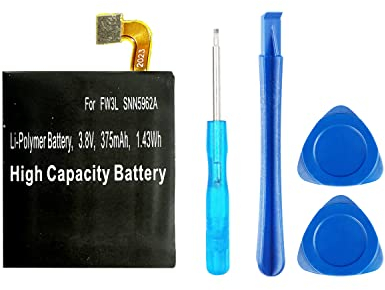 HIGHAKKU Batterie de rechange pour montre intelligente FW3L Compatible avec montre intelligente Moto 360 (2ème génération) 46 mm SNN5962A avec outils