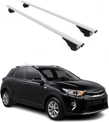 OMAC Dachträger für Kia Stonic 2017-2026 Stahl 2 Stangen Silber | Abschließbar, bis 75 kg Traglast, Querträger, Grundträger