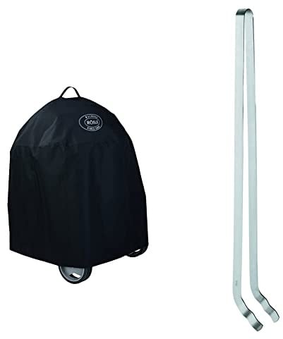 RÖSLE Holzkohle-Kugelgrill Abdeckhaube No.1 F60/F60 AIR/G60, wasserdicht, 60cm & Kohlezange, Hochwertige Grillkohlezange zum Positionieren heißer Holzkohle