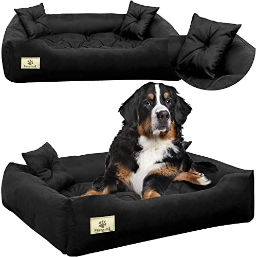 EDANTI Hundebett Hundekissen Katzenbett Tierbett Hundesofa Wasserdicht Grau/Schwarz für große mittelgroße & kleine Hunde (75x65, Schwarz)