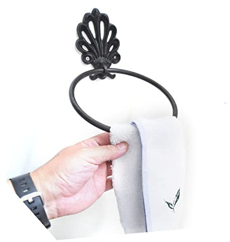 Zerodeko 2 Pcs Towel Storage Rack Towel Hooks Wrought Iron Towel Holder Iron Towel Rack Paper Towel Holder Towel Hanging Ring Bathroom Tissue Holder Vintage Towel Ring Bamboo