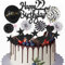 Yunchu Online Happy 22th Birthday Tortendeko Schwarz Tortendeko 22 Geburtstag Deko Kuchen Topper 22 jahre Mann Frau Kuchendeko 22. Geburtstag Schwarz Tortendeko für 22. Geburtstag Cupcake Toppers
