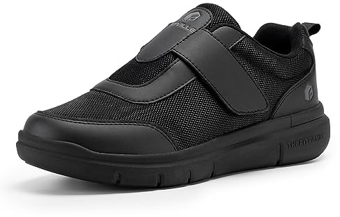 FitVille Mens Extra Wide Fit Diabetic Shoes, EasyTop StrapEase V4 | Adjustable Straps Closure, Arch Support, Slip-resistant, Breathable, Lightweight Orthopedic Trainers for Edema Swollen Feet