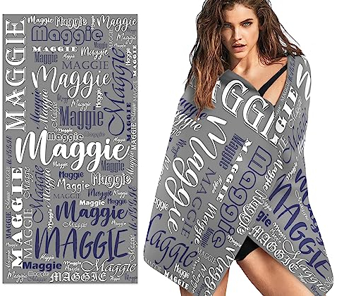 NIBESSER Badetuch mit Namen 76x152cm Personalisiertes Strandtuch schnell trocknendes Mikrofaser Saunatuch Badehandtuch Duschtuch