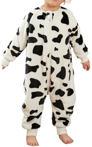 Maeau Combinaison Pyjama Enfant Fille Garçon 4 5 Ans Gigoteuse a Pied Bébé Manche Longue Hiver Barboteuse avec Jambe Grenouillère Flanelle Surpyjama Animaux Ensemble Pyjama Naissance Jumpsuit Noir 120