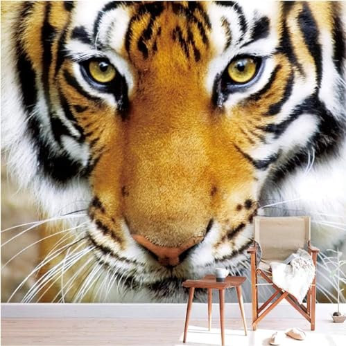 KoKoty Papier Peint Panoramique 3D Soie tigre animal-250 x 200 cm-Papier Peint Soie pour Chambre Salon Personnalisé Décoration Murale