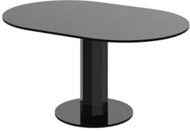 Design Esstisch rund HES-111 Schwarz Hochglanz ausziehbar 100 cm bis 148 cm runder Esszimmertisch Küchentisch rund Funktionstisch oval kitchen table Esszimmer dining table Ausziehtisch Konsolentisch