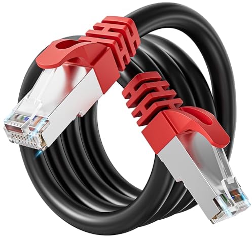 Cable Ethernet 3 Metros, Cable Lan Blindado 3m Cat 7, Cable de Red Alta Velocidad 10Gbps 600MHz Gigabit SFTP, RJ45 3m Cable Internet Negro Interior para Switch Módem
