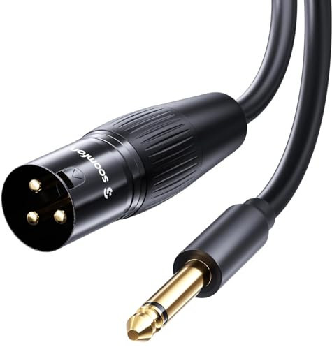 SOOMFON 6.35mm Jack to XLR Cable 1.5M 6.35mm Male to XLR Male Microphone Cable 1/4 Inch Jack Lead Profesional HiFi 3pin TS Mic Cable