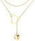 Diamday Collana a Y Lunga Lariat per Donna, raffinata Collana a Y Lunga con Cuore Dorato, Collana in Acciaio Inossidabile Doppio Oro/Argento/Nero a Caduta Anteriore, Catena Regolabile con Ciondolo