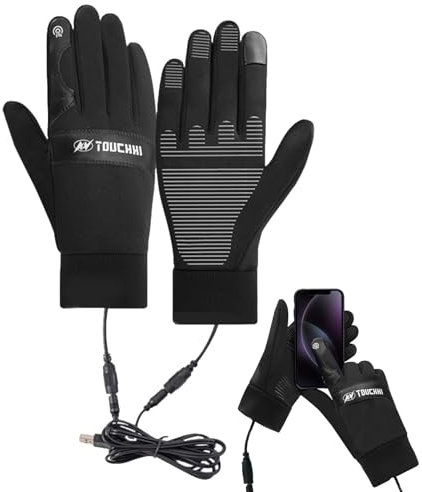 Dtaigou Beheizbare Handschuhe Touchscreen,beheizte elektrische Handschuhe - Motorrad-Reithandschuhe - Touchscreen-Winter-Handschuhe, Winddicht, wasserdicht, warm, wasserdichte