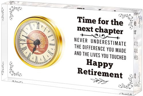 Ruhestandsgeschenke für Frauen und Männer, Ruhestandsgeschenke für Kollegen, Abschiedsgeschenke für Kollegen, Chef, Lehrer, Krankenschwester, Happy Retirement Uhr, Acryl, Schreibtischdekoration,
