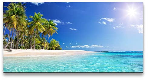 Paul Sinus Tableau mural 120 x 60 cm – Plage de rêve sous palmiers, exotisme, paradis tropical, paysage de plage