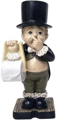 CAKEEYUM Badezimmerdekor, Toilette Butler Harz Figuren 6x3 Junge Halten Nase Lustige Wohnkultur Moderne Skulpturen Wohnkultur für Home Regal Tischschreibtisch, Stil 1