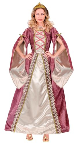 W WIDMANN MILANO Party Fashion - Kostüm Mittelalter Prinzessin | Kleid mit Unterrock und Krone, Königinnen-Look für Märchen, Mittelalter, Karneval, Mottoparty