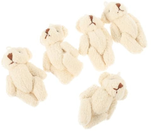 DRESSOOS 5St kleine Bärenpuppe Mini-Mütze und Kleid Plüschtiere Bär Schlüsselanhänger tragen Little Bear Plush Toy Süßes Bärenhandwerk Bastelprojekte für Erwachsene PP Baumwolle