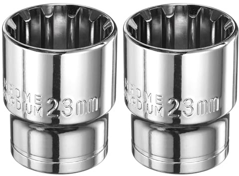 sourcing map Lot de 2 douilles à 12 pans 1/2 par 23 mm en acier au chrome vanadium - Douilles standard à 12 points - Outil manuel pour réparation de voiture, entretien mécanique, usage domestique