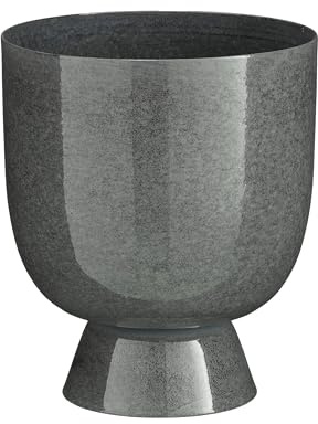 MICA Decorations James Übertopf auf Fuß – H 22 x Ø 19 cm – Metall – Grau