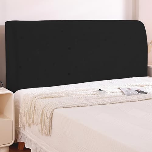 Ystyle Stretch Staubdicht Bettkopfteil Bezug, 200CM, Schwarz | Weicher Headboard Cover, Abnehmbarer Kopfteil Bezug, Kratzfester Überzug Bett Betthusse Kopfteil für Schlafzimmer
