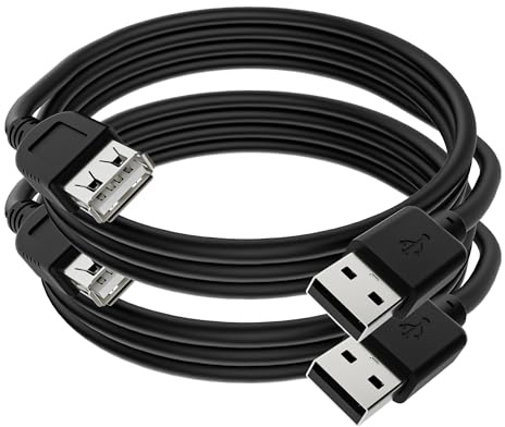 Mygatti USB 2.0 Verlängerungskabel 1.5 m/2 Stück,Schwarz Typ A Stecker auf Buchse Verlängerungskabeladapter,kompatibel mit Tastatur,Maus,Flash-Laufwerk,Festplatte und mehr