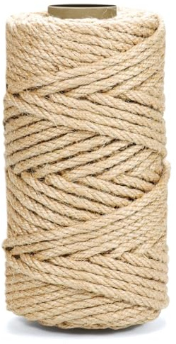 Jute-Schnur, 5 mm, 5 m, Allzweck-Jute-Schnur, strapazierfähig für Heimwerker, Gartenarbeit, Bündelung, Heimdekoration und Kratzbäume, umweltfreundlich
