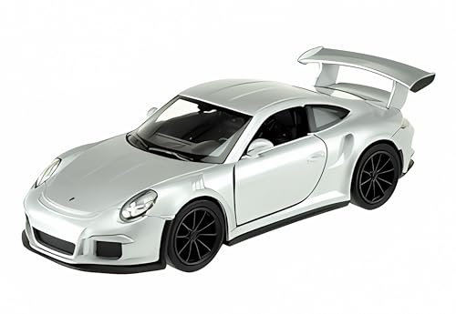 Porsche 911 GT3 RS 2016 Modellauto Modell Auto mit Rückzug aus Metall 4-Varianten Spielzeugauto Welly 00 (Silber-Metallic)