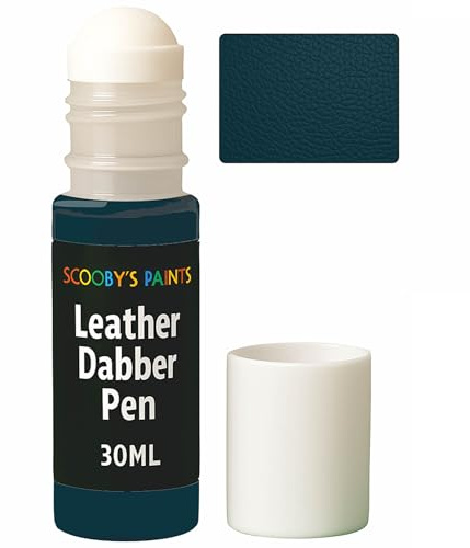 Scooby's Paints Leather Dabber Pen, 30ml, Leather Recolouring Paint Balm for Sofas, Repair for Faded & Scratched Upholstery Car Seats, Shoes and Clothing (BEYOND BLUE)
