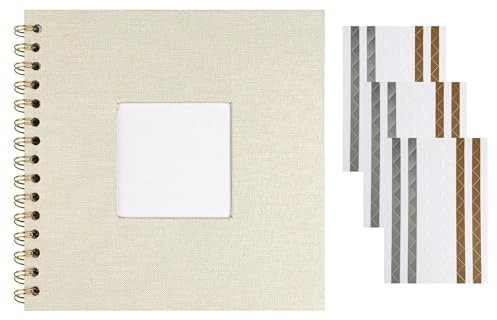 Dromzen 20,5 x 20,5cm Fotoalbum zum Selbstgestalten, Fotobuch zum Einkleben | DIY Scrapbook, Fotoalben, Erinnerungsbuch, Fotobücher Kraftpapier Spiralalbum für Familien, Hochzeit, Jahrestag, Beige