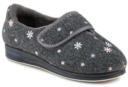 EasyFit Womens Easy Step In Extra Wide Adjustable Fasten Slippers | Autumn Winter Collection | Full Slipper Slipper | Pull On | Flat | Memory Foam Insole